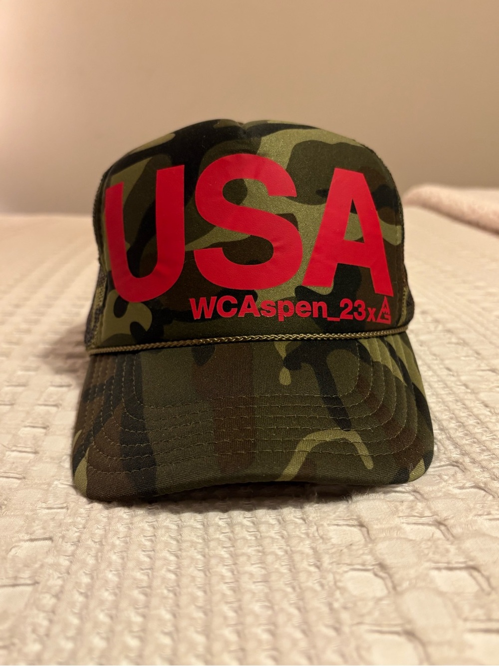USA World Cup of Snowboarding 2023 in Aspen Camouflage Trucker Hat